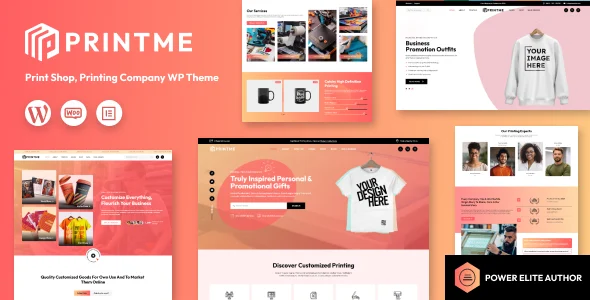 Printme - Printing Company, Press Services Theme WordPress theme homepage layout for a custom t-shirt designer WooCommerce store