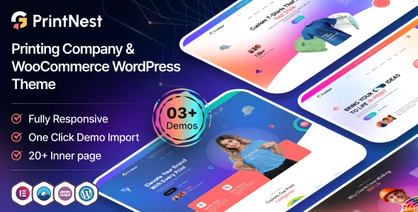PrintNest – Printing Company & WooCommerce WordPress Theme WordPress theme homepage layout for a copying company WooCommerce store