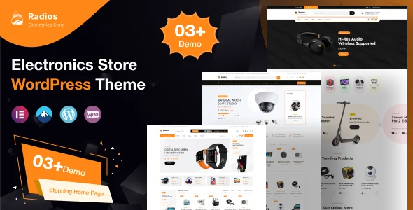 Radios - Electronics Store WooCommerce Theme WordPress theme homepage layout for a accessories WooCommerce store