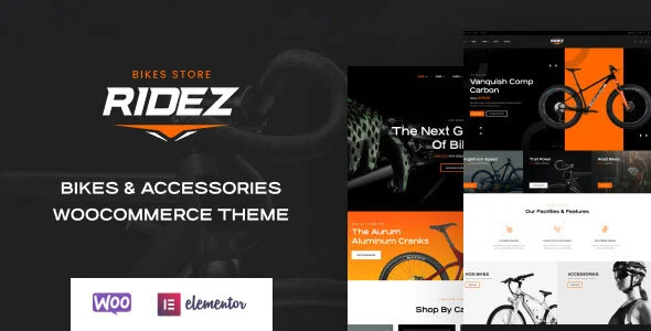 Ridez - Bike Shop Elementor WordPress Theme WordPress theme homepage layout for a auto parts theme WooCommerce store