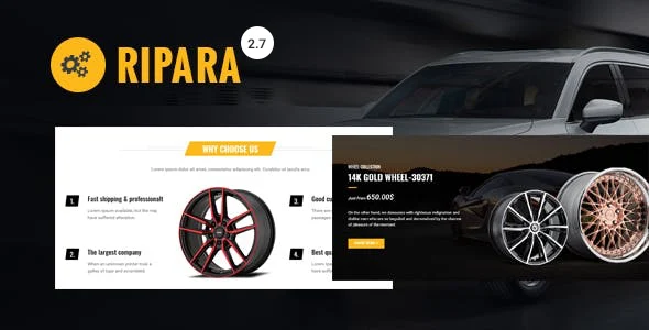 Ripara - Auto Repair & Car WooCommerce WordPress Theme WordPress theme homepage layout for a auto parts WooCommerce store