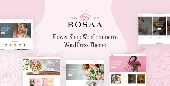 Rosaa - Flower Shop WordPress Theme WordPress theme homepage layout for a bouquet shop WooCommerce store
