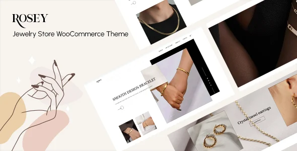 Rosey – Jewelry Store WooCommerce WordPress Theme with AI WordPress theme homepage layout for a clean WooCommerce store