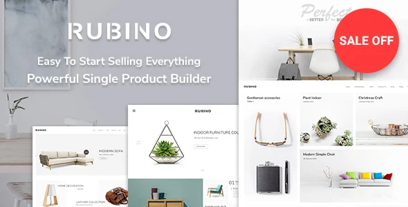 Rubino - Minimal & Creative WooCommerce Theme WordPress theme homepage layout for a ajax product filter WooCommerce store