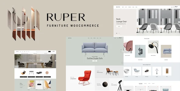 Ruper – Furniture WooCommerce WordPress Theme with AI WordPress theme homepage layout for a clean WooCommerce store