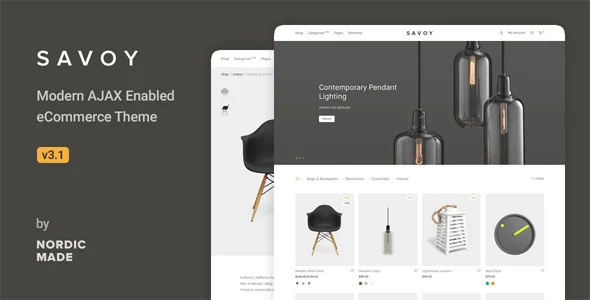 Savoy - Minimalist AJAX WooCommerce Theme WordPress theme homepage layout for a clean WooCommerce store
