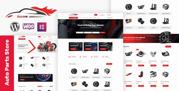 Sayara |  Auto Parts Store WooCommerce WordPress Theme WordPress theme homepage layout for a auto dealership WooCommerce store