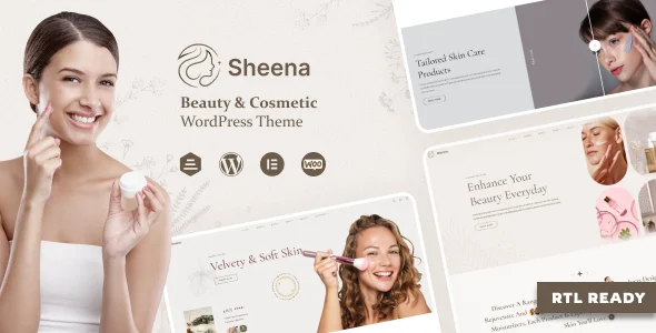 Sheena - Beauty Cosmetic Shop WordPress Theme WordPress theme homepage layout for a beauty WooCommerce store