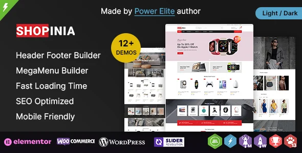 Shopinia WP - Multi-purpose Elementor WooCommerce Theme WordPress theme homepage layout for a accessories WooCommerce store