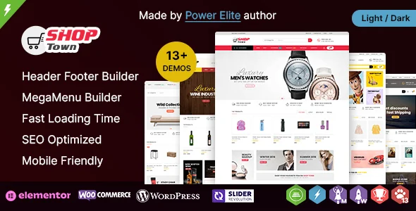 ShopTown WP - Elementor Multi-purpose WooCommerce Theme WordPress theme homepage layout for a auto WooCommerce store