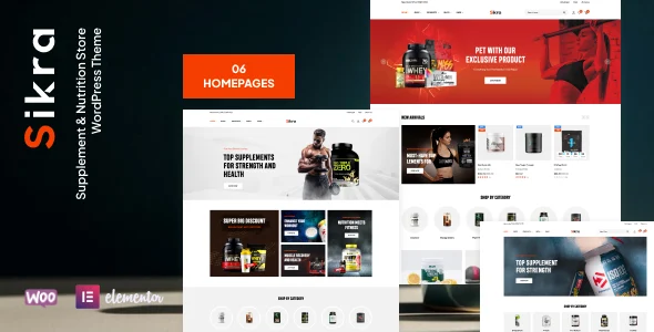 Sikra – Supplement & Nutrition Store WordPress Theme with AI WordPress theme homepage layout for a beauty WooCommerce store