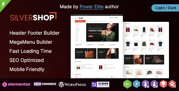 Silver Shop WP - Multipurpose Elementor WooCommerce Theme WordPress theme homepage layout for a clothes WooCommerce store