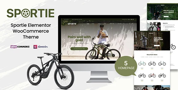 Sportie - Elementor WooCommerce Theme WordPress theme homepage layout for a bike WooCommerce store