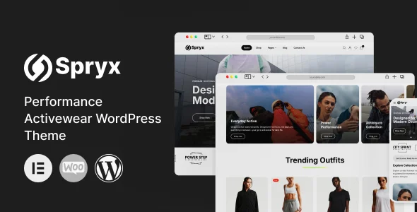 Spryx - Performance Activewear WordPress Theme WordPress theme homepage layout for a activewear WooCommerce store