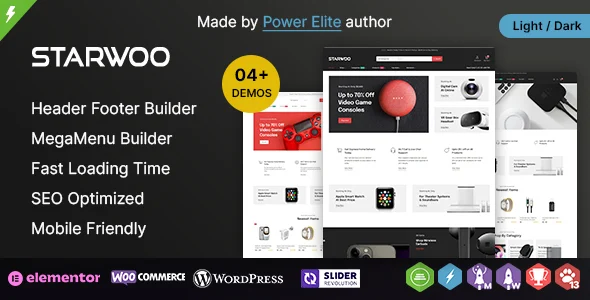 Starwoo WP - Multipurpose Elementor WooCommerce Theme WordPress theme homepage layout for a computers WooCommerce store