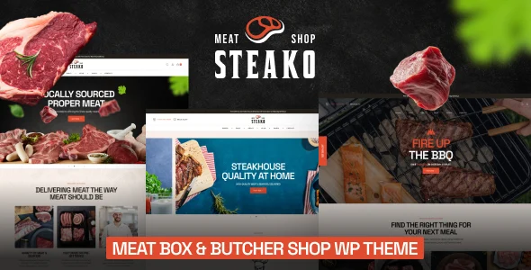Steako - Butcher Shop & Meat Box WordPress Theme WordPress theme homepage layout for a artisan butcher WooCommerce store