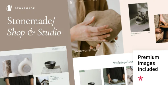 Stonemade - Ceramics and Pottery WordPress Shop Theme WordPress theme homepage layout for a artisan WooCommerce store