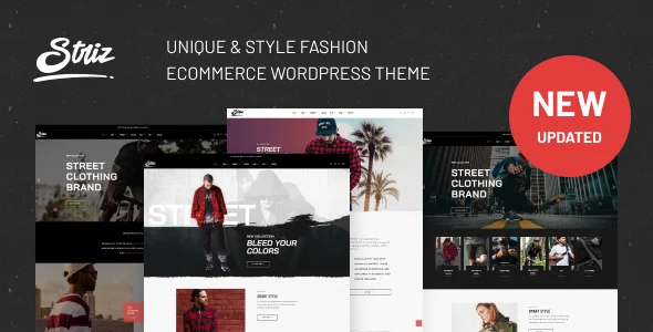 Striz - Fashion Ecommerce WordPress Theme WordPress theme homepage layout for a clean WooCommerce store