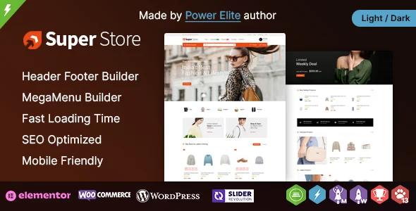 Super Store WP - Multipurpose Elementor WooCommerce Theme WordPress theme homepage layout for a accessories WooCommerce store