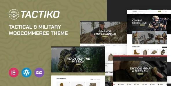 Tactiko - Tactical & Military Shop WooCommerce Theme WordPress theme homepage layout for a accessories WooCommerce store