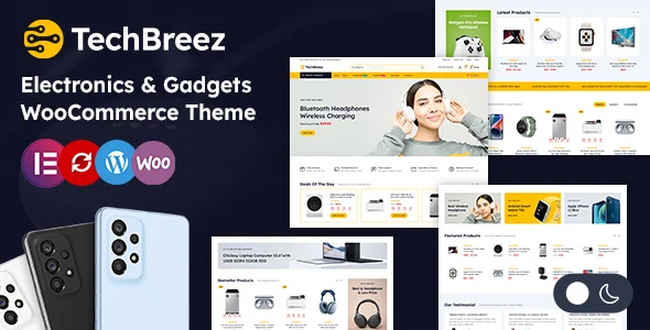Techbreez - Mega Electronics Store Elementor WooCommerce Theme WordPress theme homepage layout for a accessories WooCommerce store