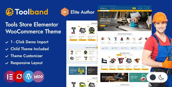 Toolband - Tools Store WordPress WooCommerce Theme WordPress theme homepage layout for a auto parts WooCommerce store