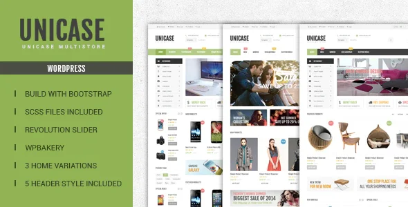 Unicase - Electronics Store WooCommerce Theme WordPress theme homepage layout for a amazon like WooCommerce store