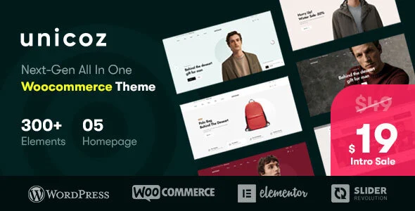 Unicoz - Elementor WooCommerce Theme WordPress theme homepage layout for a clean WooCommerce store
