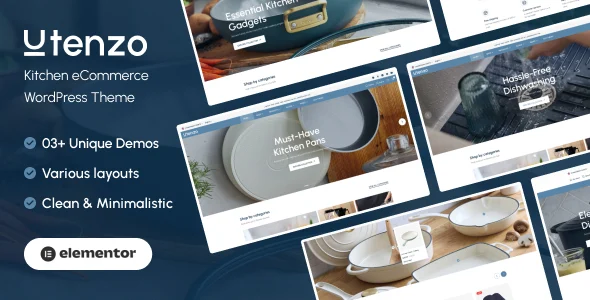 Utenzo – Modern WooCommerce Kitchen Store Theme WordPress theme homepage layout for a ajax shop WooCommerce store