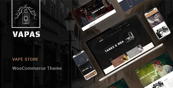 Vapas – Vape Store WooCommerce WordPress Theme with AI WordPress theme homepage layout for a accessories WooCommerce store