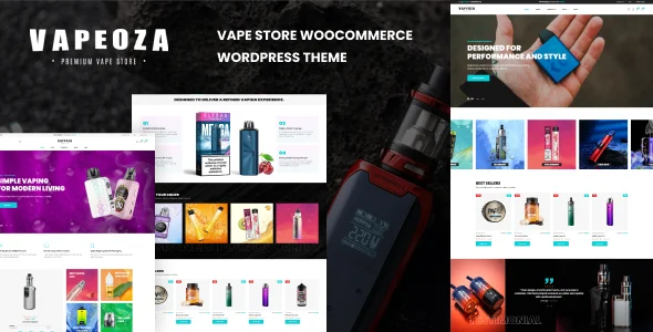 Vapeoza – Vape Store WooCommerce WordPress Theme with AI WordPress theme homepage layout for a accessories WooCommerce store