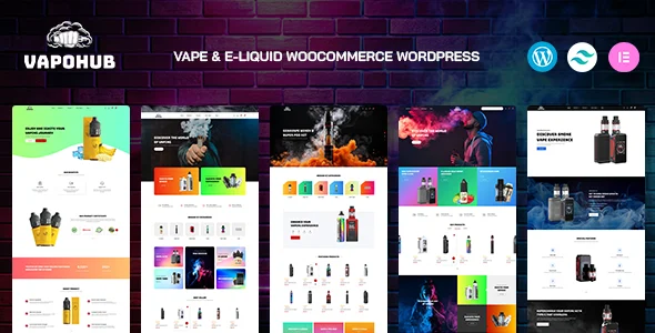 Vapohub - Vape & E-Liquid WooCommerce Theme WordPress theme homepage layout for a cigarillos WooCommerce store