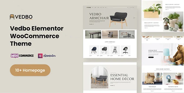 VEDBO - Elementor WooCommerce Theme WordPress theme homepage layout for a clean WooCommerce store