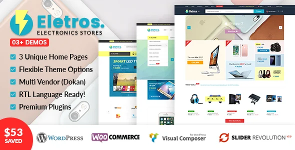 VG Eletros - Electronics Store WooCommerce Theme WordPress theme homepage layout for a affiliates WooCommerce store