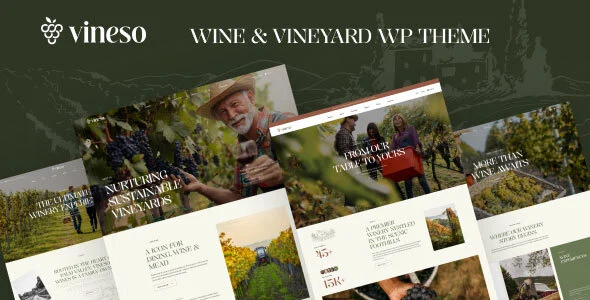 Vineso – Wine & Vineyard WordPress Theme WordPress theme homepage layout for a agriculture WooCommerce store