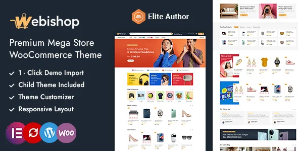 Webishop - Megashop Elementor WooCommerce Theme WordPress theme homepage layout for a auto parts WooCommerce store