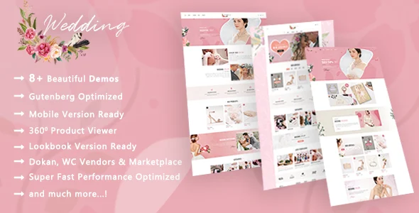 Wedding Shop | Love Paradise WooCommerce WordPress Theme WordPress theme homepage layout for a bride WooCommerce store