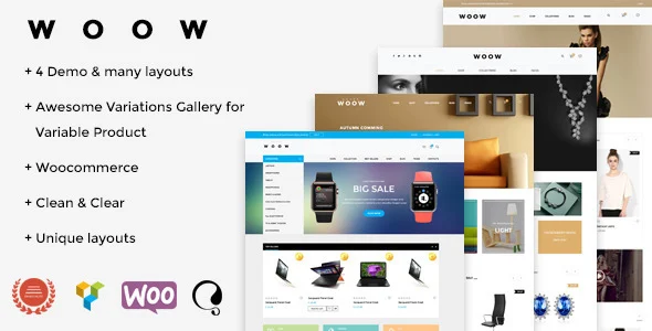 WOOW - Responsive WooCommerce Theme WordPress theme homepage layout for a ajax WooCommerce store