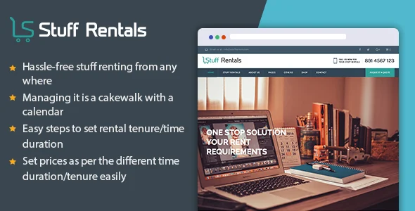WP Stuff Rentals - Rent Out Anything WordPress theme homepage layout for a accommodation WooCommerce store