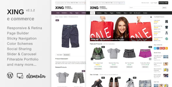 Xing - Business / ecommerce WordPress Theme WordPress theme homepage layout for a agency WooCommerce store