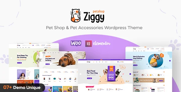 Ziggy - Pet Shop WordPress Theme WordPress theme homepage layout for a animal care WooCommerce store