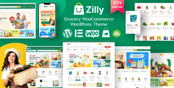 Zilly - Grocery Store WooCommerce WordPress Theme WordPress theme homepage layout for a ecommerce WooCommerce store