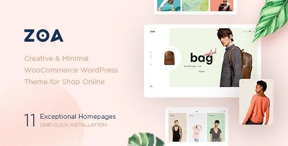 Zoa - Minimalist Elementor WooCommerce Theme WordPress theme homepage layout for a ecommerce WooCommerce store