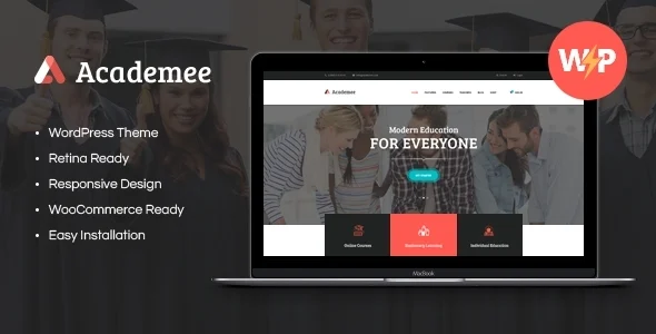 Academee | Education Center & Training Courses WordPress Theme WordPress theme homepage layout for a classes education website