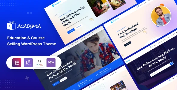 Academia - Education WordPress Theme WordPress theme homepage layout for a apple tv effect education website