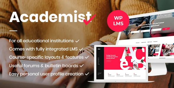 Academist - Education & Learning Management System WordPress Theme WordPress theme homepage layout for a courses education website