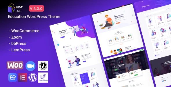 Bisy - Education WordPress Theme WordPress theme homepage layout for a certificate education website