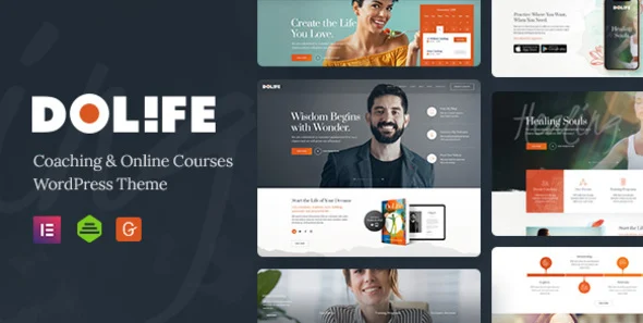Dolife - Coaching & Online Courses WordPress Theme WordPress theme homepage layout for a business coaching education website