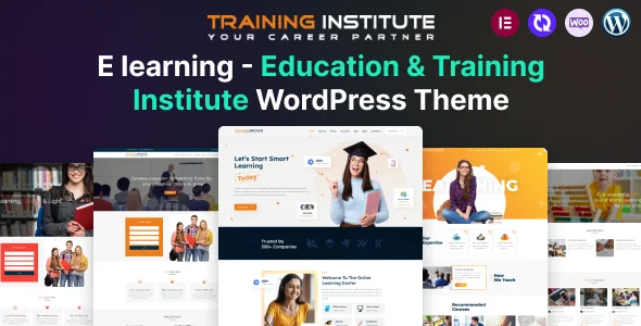 E learning - Education & Training Institute WordPress Theme WordPress theme homepage layout for a academy education website