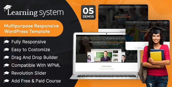 e-Learning - LMS WordPress Theme WordPress theme homepage layout for a academy education website